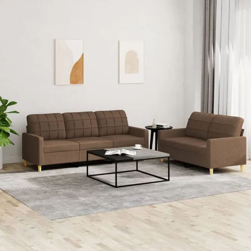 Vidaxl 2-teiliges Lounge-Set Modern mit Stoffbezug in Braun - Bild 1