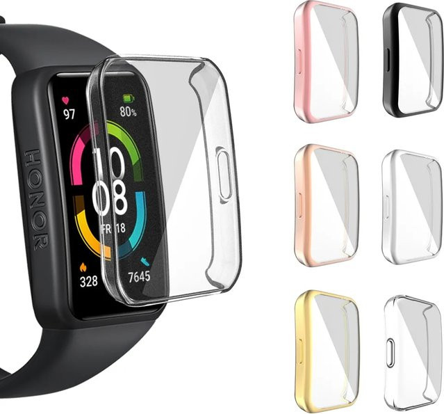 AKBNSTED Uhrengehäuse und Silikonarmband, transparent, Honor Band 6, Huawei Band 6, Unisex - Bild 1