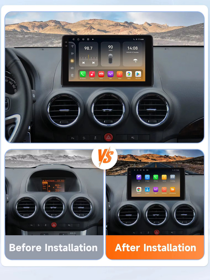 Hizpo Carplay Android Auto Autoradio für Opel Antara 1 (2006–2017) mit Qualcomm Snapdragon 6115, GPS, 4G und 360 Kamera in Schwarz - Bild 4