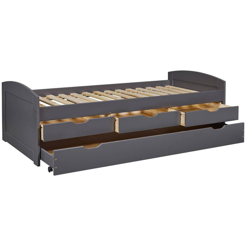 Funktionsbett Lena von Inter Link aus Massivholz mit Schubladen in Grau, B/L: 90 x 200 cm - Bild 4