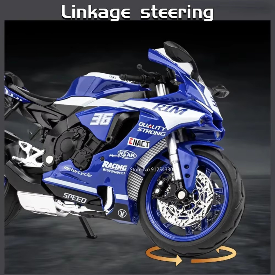 Caipo Yamaha R1M Motorrad Modell, 1:12, Metall, Blau - Bild 3