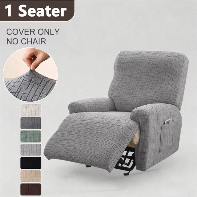 Yupartex Jacquard Stretch Relaxsessel-Bezug für 1-Sitzer in Grau, schmutzabweisend und elastisch - Bild 1