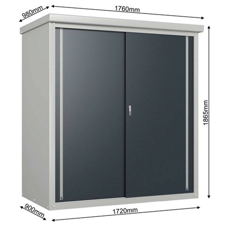 Trimetals Gartenschrank Guardian D63 aus Metall in Anthrazit, B/H/T: 172 x 186,5 x 98 cm - Bild 3