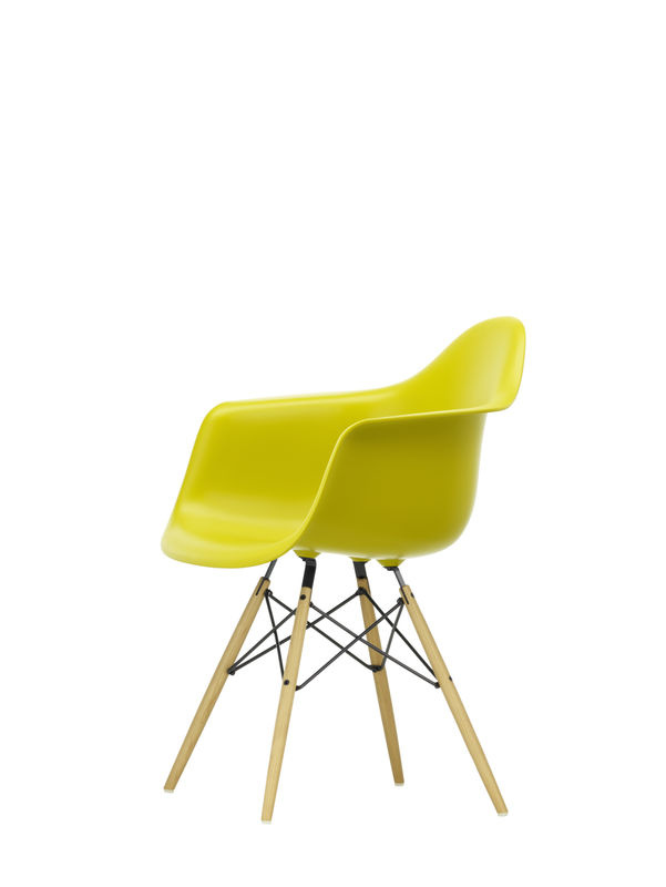 Vitra DAW Eames Plastic Armchair mit Armlehnen in Gelb und Ahornholzgestell - Bild 2