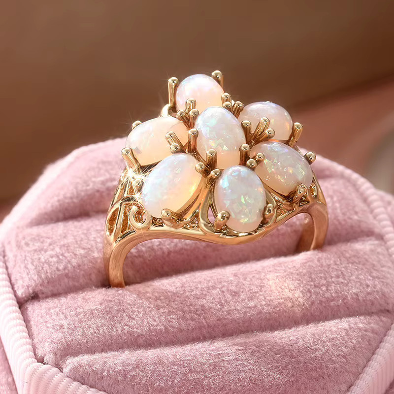 YoYo Ring, goldplattiert, Opal, Damen, Vintage - Bild 2