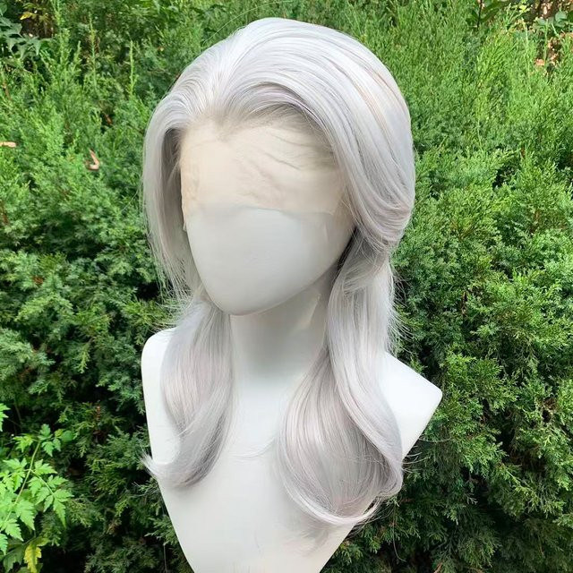 Muzinuo Perücke, silbergrau, synthetisch, 150 % Dichte, Damen - Bild 1