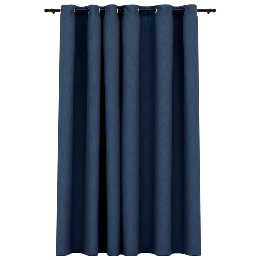 vidaXL Verdunkelungsvorhang mit Ösen in Leinenoptik, Blau, B: 290 cm, H: 245 cm - Bild 2