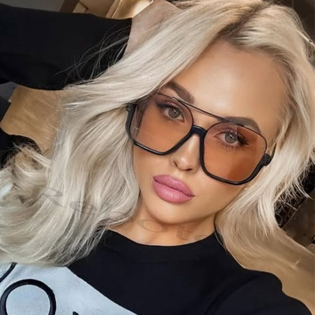 GLTRENDY Sonnenbrille Square, Halbrand, Brown, Damen, Kunststoff - Bild 1