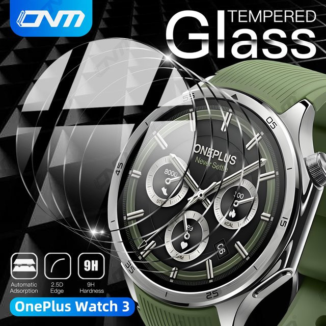 OnePlus Watch 3 Displayschutzfolie aus gehärtetem Glas, 9H Premium Clear HD, transparent - Bild 1