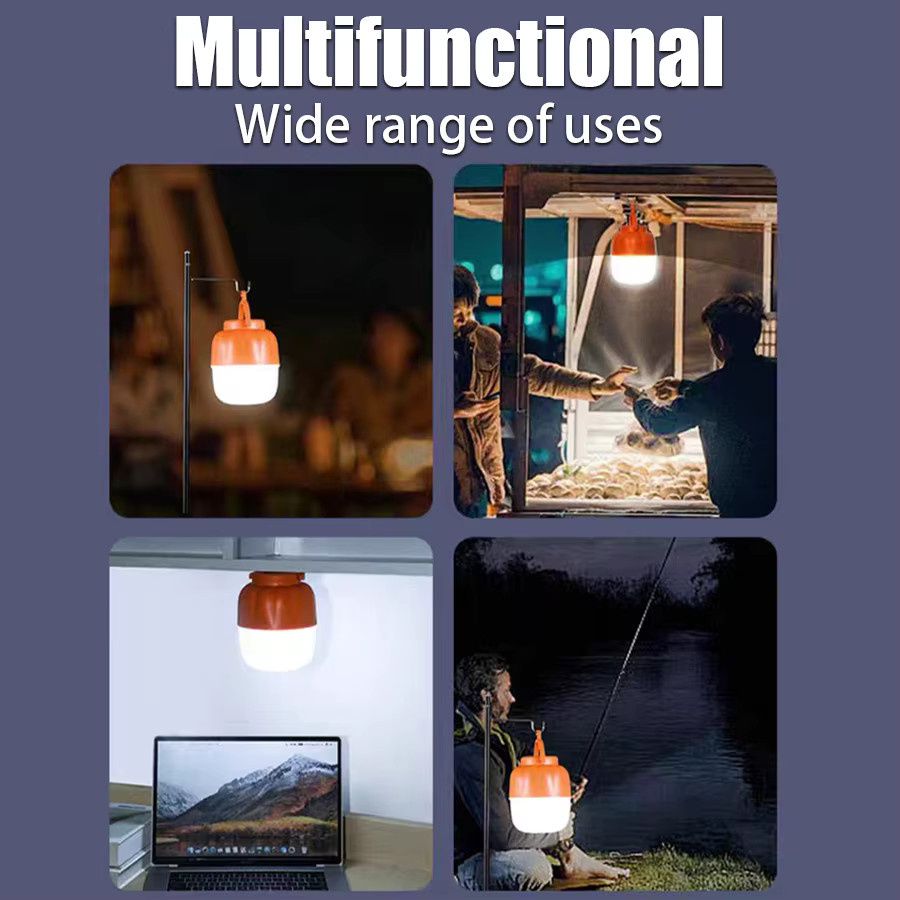 NEWBIRTH Mini-LED-Camping-Kürbislicht in Orange, wiederaufladbare tragbare Zeltleuchte mit Haken und 4 Modi, omnidirektionales Notfall-Flutlicht mit USB-C Anschluss - Bild 2