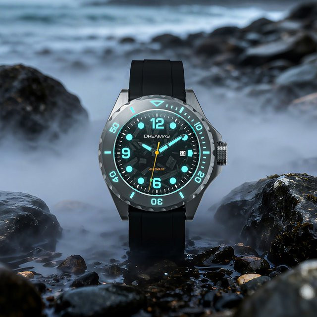 DREAMAS Taucheruhr, Automatik, Titan, Schwarz, Herren - Bild 1