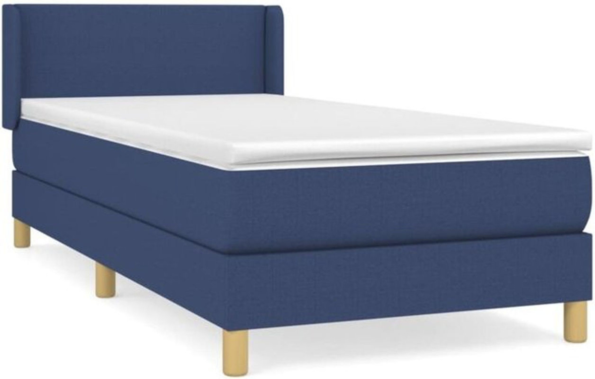 Vidaxl Boxspringbett mit Matratze aus Stoff in Blau und Weiß, B/T/H: 100 x 200 x 78 cm - Bild 1