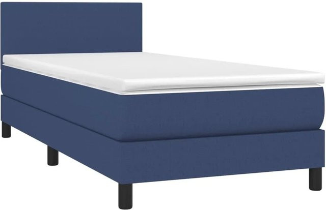 vidaXL Hybrid-Boxspringbett mit Matratze und LED-Beleuchtung in Blau und Weiß, B/T/H: 90 x 200 x 78 cm - Bild 1