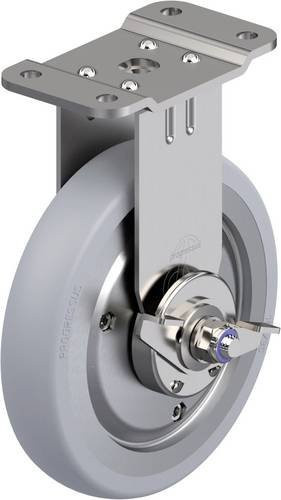 Blickle Edelstahl-Bockrolle 949365 BPX-PGV 186XK-PG3-SRA-SG-FA mit 186 mm Rad-Durchmesser und einer Tragfähigkeit von max. 200 kg in Silber - Bild 1