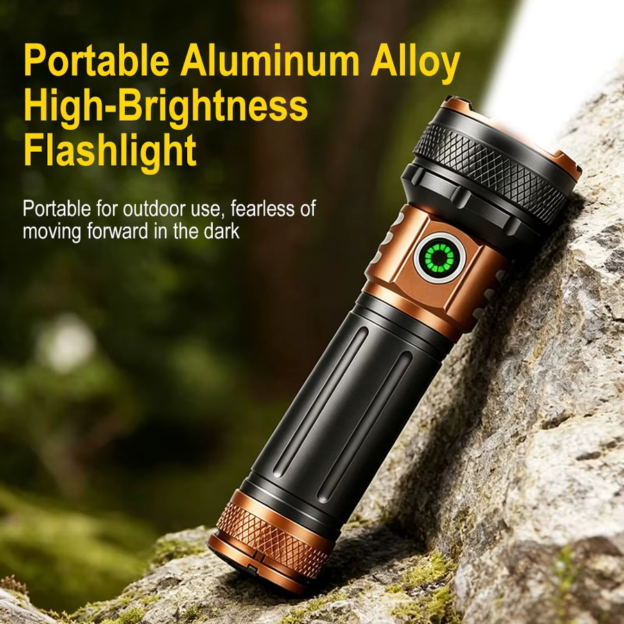 BORUiT Ultrahelle LED-Taschenlampe in Schwarz aus Aluminiumlegierung mit 1500 Lumen, Typ-C wiederaufladbar und Magnetfunktion - Bild 2