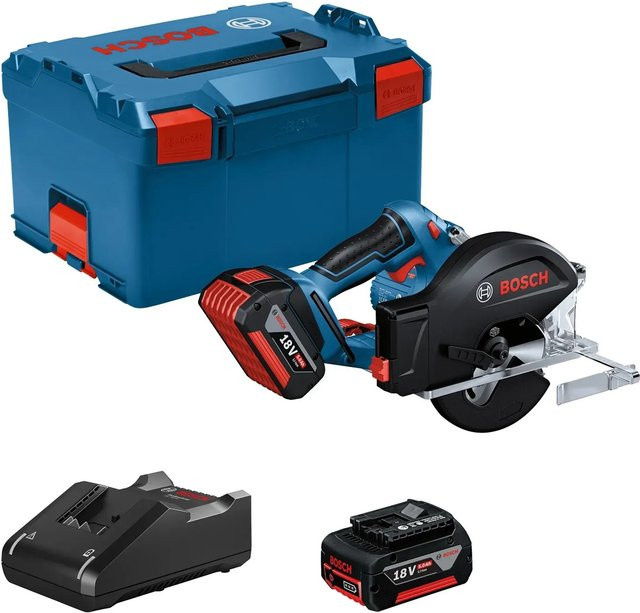Bosch Professional Akku-Kreissäge GKM 18V-50 Blau mit 2x 5,0Ah Akkus und Ladegerät in L-Boxx - Bild 1