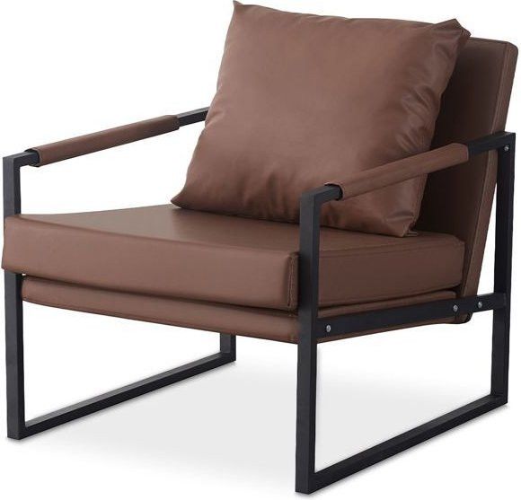 Sessel Divit LW2 von Motea.com als 1-Sitzer mit Armlehnen aus braunem Kunstleder und schwarzem Metallrahmen - Bild 1