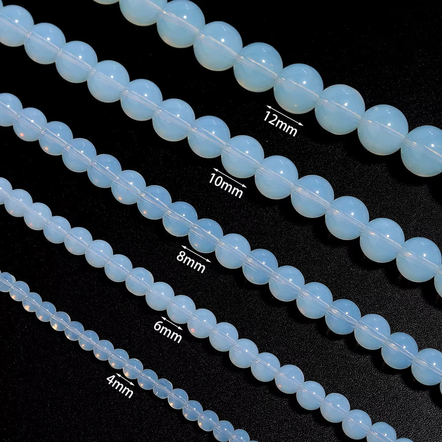 Louleur Opal-Steinperlen, weiß, rund, 4-12 mm - Bild 2