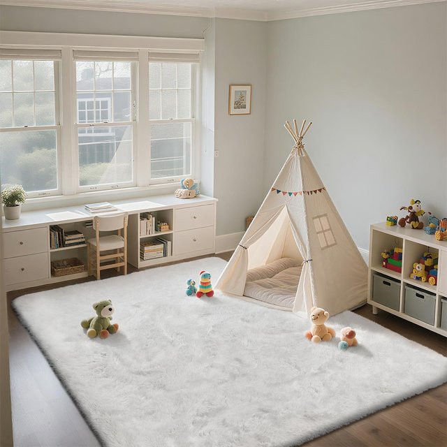 Lodestar Flauschiger Teppich in Weiß, ultraweicher Kunstfell-Bodenmatte für Wohnzimmer, Schlafzimmer oder Kinderzimmer, B: 180 cm, T: 250 cm - Bild 1