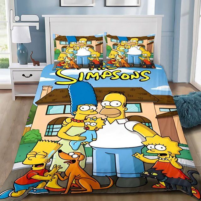 Bettwäsche-Set LjqNine mit Simpsons Cartoon-Motiv, bestehend aus Bettbezug und Kissenbezug, Mehrfarbig, B/H: 135 x 200 cm - Bild 1