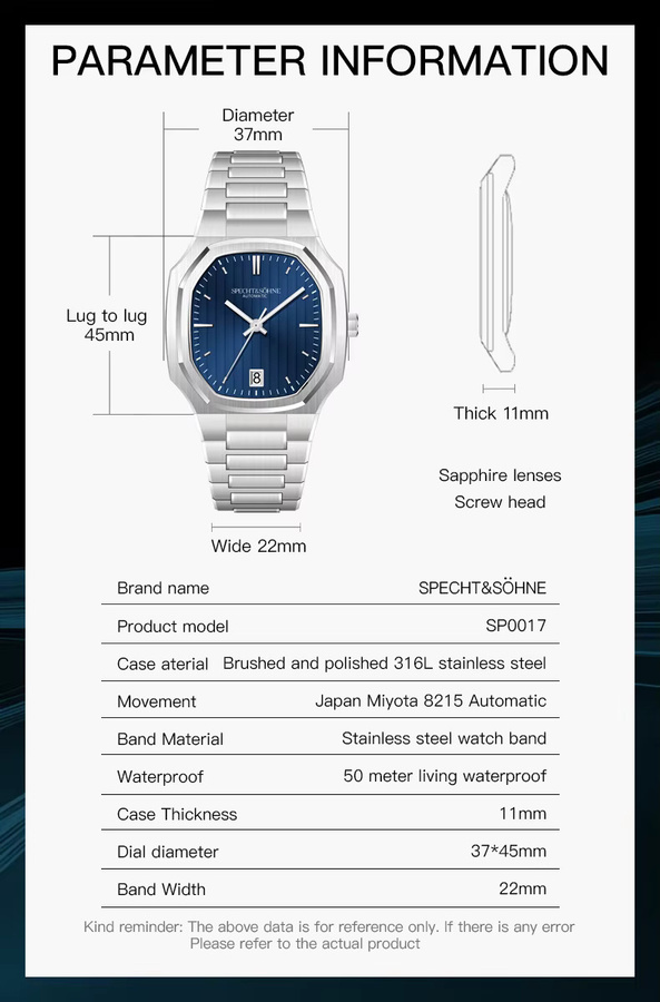 Specht & Söhne Armbanduhr Automatik, Edelstahl, 37 mm, Herren, Grün - Bild 3
