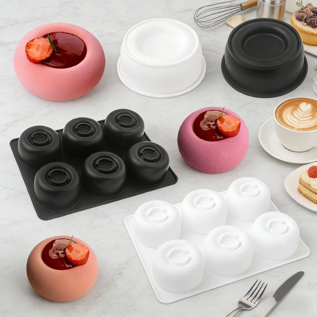 SHENHONG Silikonform für Schokolade, Pudding und Desserts, 1 oder 6-fach rund und konkav - Bild 1