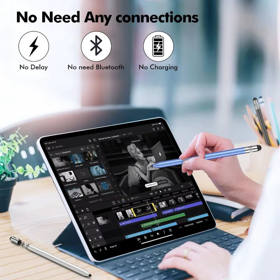 Professioneller 3-in-1 Stylus-Stift aus Aluminium, hochempfindlicher universeller kapazitiver Touchscreen-Stift ohne Bluetooth für geschmeidige Schreibfunktionen - Bild 3