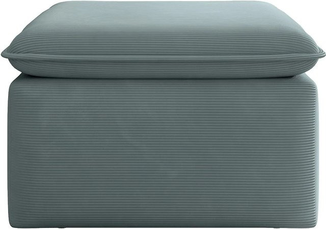 Vente-unique Sitzhocker Teodora in Blaugrün aus Samt und Cord im Vintage-Stil, B/T/H: 70 x 70 x 43 cm - Bild 1
