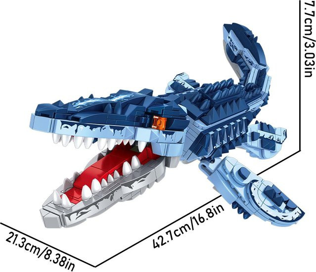 YCOLE Dinosaurier Bausteine Blau 805 Teile Set - Bild 1