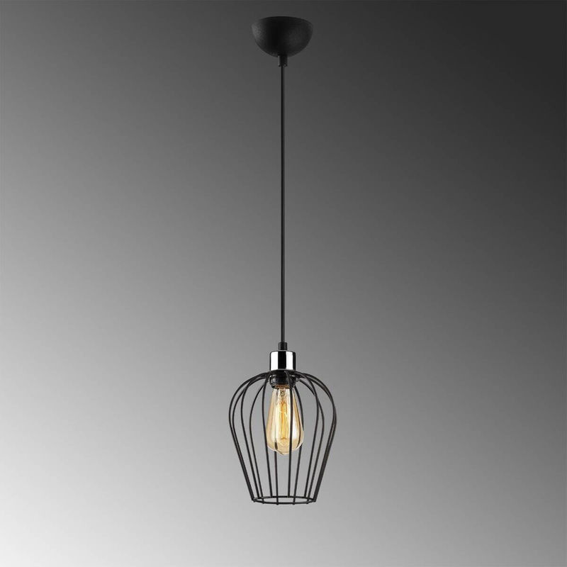 Opviq Pendelleuchte Tel in Schwarz aus Eisen mit E27 Fassung, Höhe: 116 cm, Breite: 20 cm, Tiefe: 20 cm - Bild 2