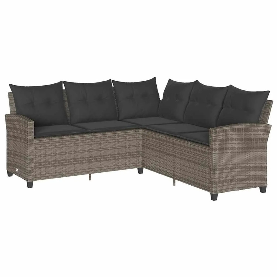 vidaXL L-förmiges Gartensofa aus Poly-Rattan in Anthrazit mit Kissen und abnehmbaren Bezügen - Bild 2