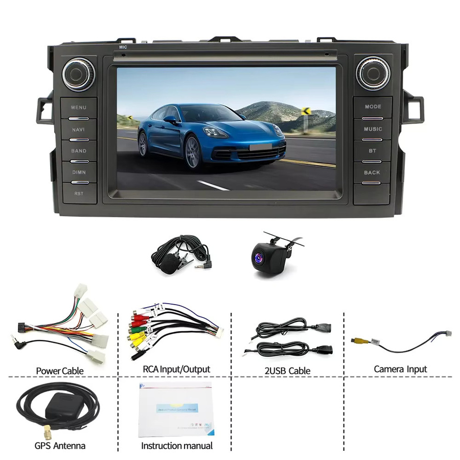 7 Zoll Android 14 Autoradio mit Navi, Mirrorlink, GPS, WiFi und Bluetooth für Toyota Auris (2006-2012), Schwarz - Bild 5