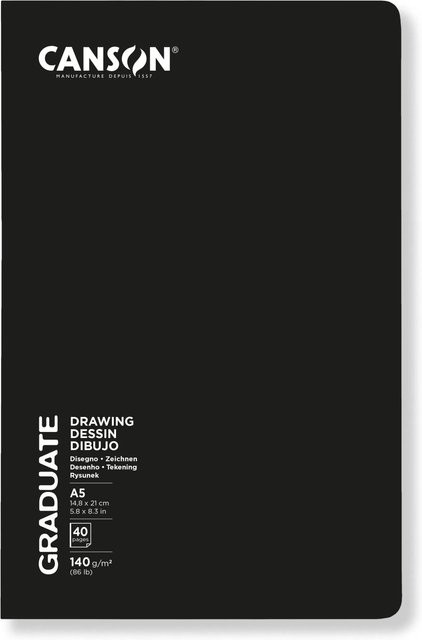 Daler-Rowney Graduate Skizzenheft aus Papier, Schwarz, 20 Blatt, DIN A5 - Bild 1