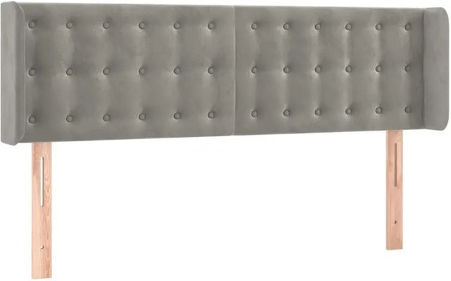 vidaXL LED Kopfteil aus Samt in Hellgrau mit integrierter Beleuchtung und USB-Anschluss, B: 147 cm, T: 16 cm, H: 78-88 cm - Bild 1