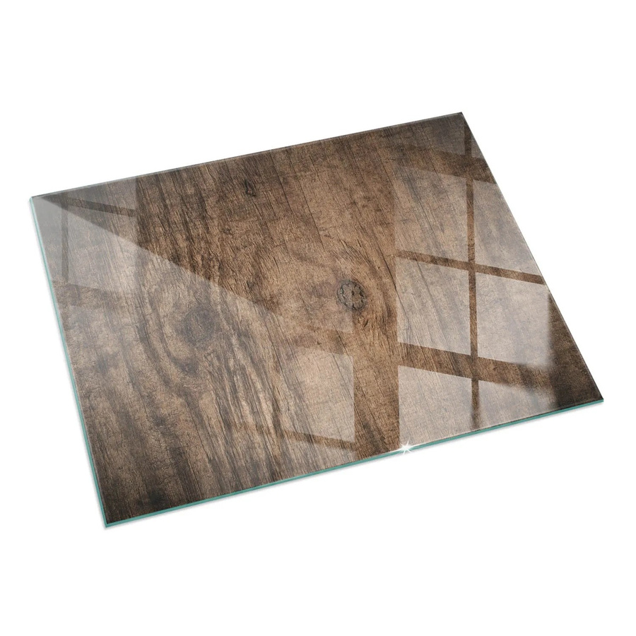 Tulup Glasplatte für Kamin mit natürlichem Holzmuster in Braun, B/T: 120 x 80 cm - Bild 2