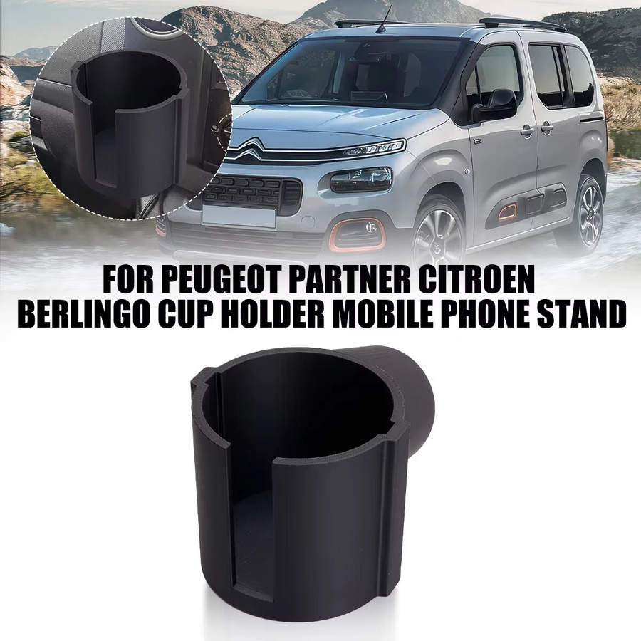 Getränkehalter und Handyhalter in Schwarz für Peugeot Partner und Citroen Berlingo - Bild 3