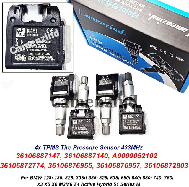 4er Set Vorprogrammierter TPMS Reifendruckkontrollsystem Sensor 433MHz für BMW 1 2 3 4 5 6 7 8 Serie in Schwarz - Bild 1