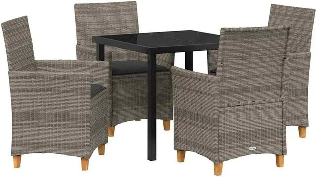 vidaXL Garten Essgruppe 5-teilig aus Poly-Rattan und Glas in Grau - Bild 1