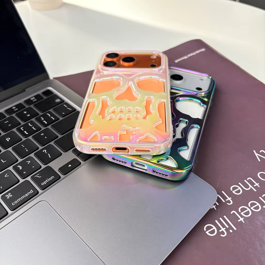 Stoßfeste iPhone Schutzhülle mit illustriertem Skelett-Schädel-Design in Multicolor für Apple iPhone 17 16 15 14 13 12 Pro Max - Bild 5