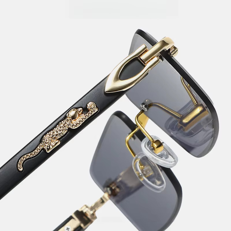 Rechteckige Sonnenbrille, randlos, Unisex, braun - Bild 2