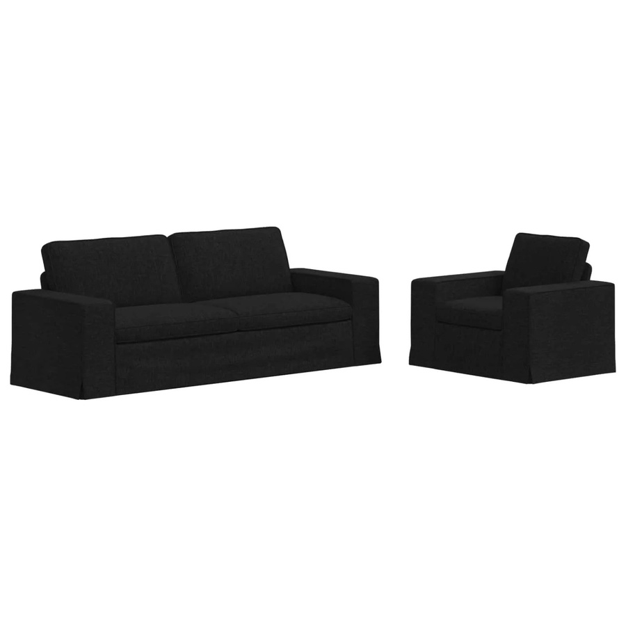 vidaXL Sofa 2-teilig Schwarz Stoff mit Metallrahmen B/T/H: 222 x 80 x 82 cm und 103 x 80 x 82 cm - Bild 2