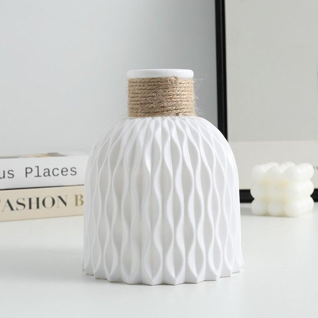 Yiran bag Keramikvase mit Ananas-Muster und Wellen-Design in Grau und Weiß - Bild 1