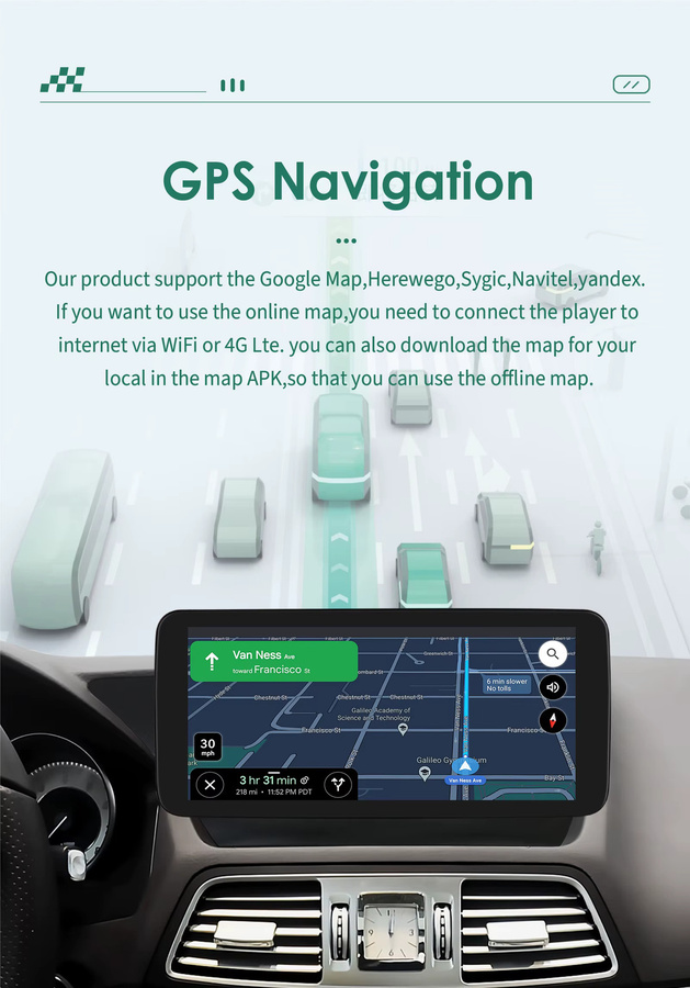 OSSURET Android 13 Autoradio mit Carplay für Mercedes Benz E-Klasse C207 W207 A207 NTG 4,0 4,5 5,0 in Schwarz - Bild 3