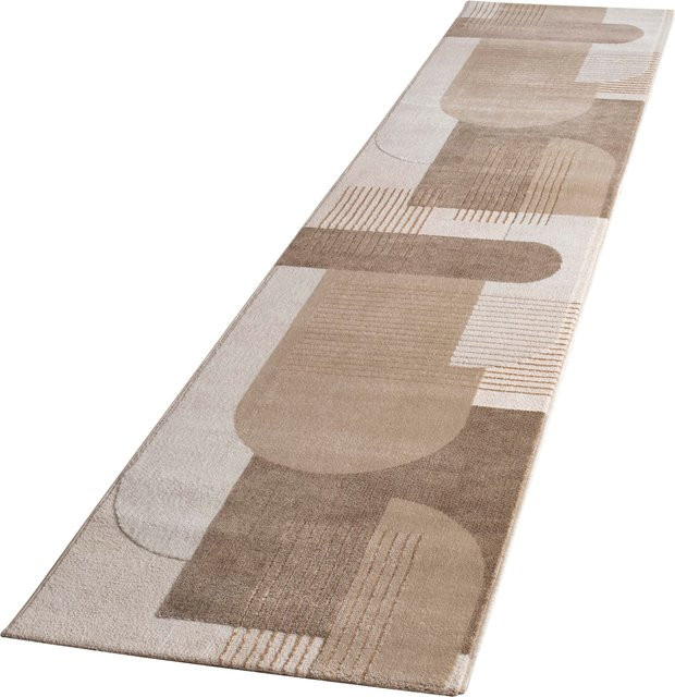 Teppich Tiana beige B: 80 cm, L: 300 cm, mit High-Low-Effekt und geometrischem Boho-Design - Bild 1