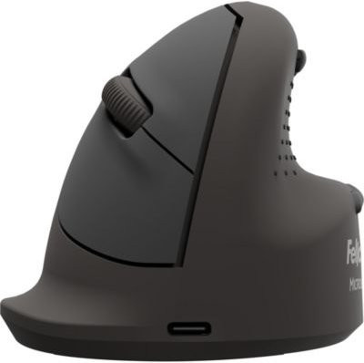 Fellowes Vertikalmaus Bretyta Plus+ in Schwarz, ergonomische Maus für Rechtshänder mit 3-facher Konnektivität, 400-2400 dpi und Microban-Schutz, Größe L - Bild 1