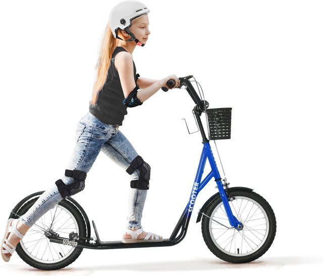 HOMCOM Kinderroller Scooter Tretroller, höhenverstellbar, Blau+Schwarz, ab 5 Jahre - Bild 1