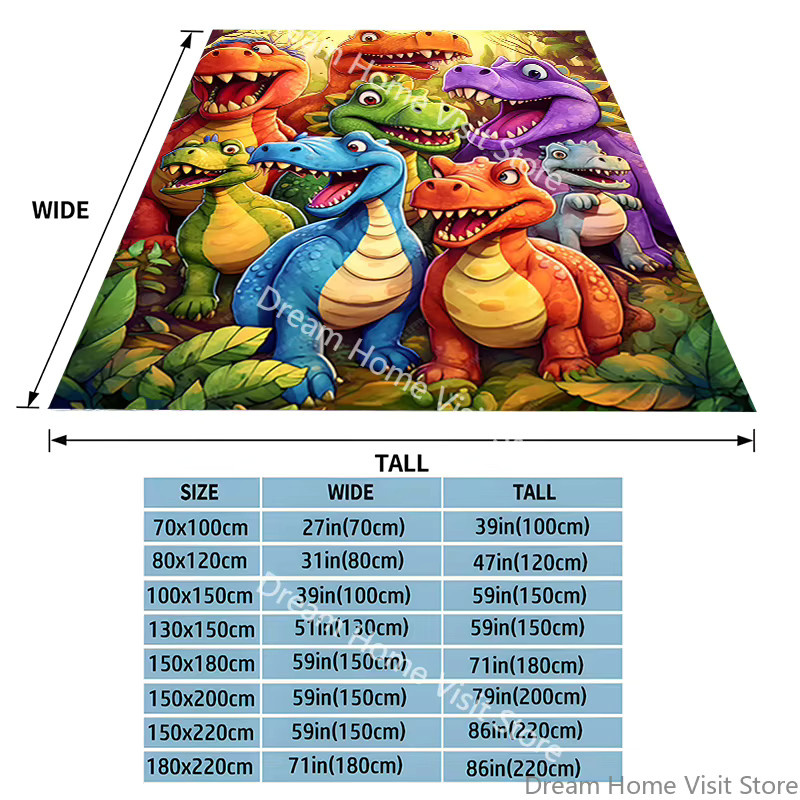 Potdemiel Flanell-Überwurfdecke mit lächelndem Dinosaurier-Motiv in Multicolour - Bild 3