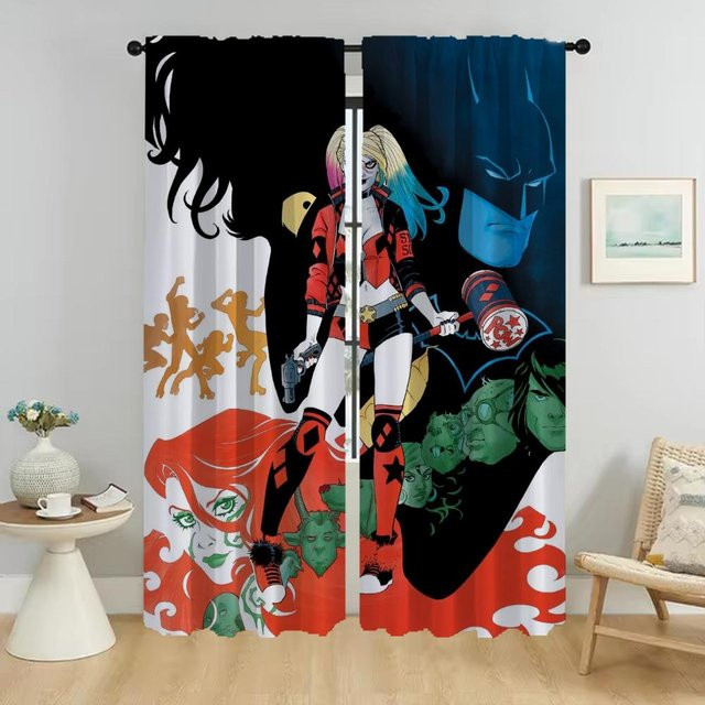 Joker Verdunkelungsvorhang für Kinderzimmer und Schlafzimmer, 2 Paneele Tüll mit Grafikdesign, Mehrfarbig, Breite: 50 cm, Höhe: 70 cm - Bild 1