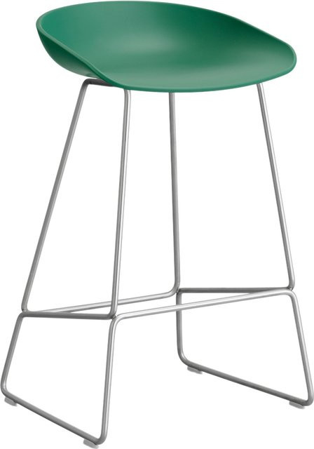 HAY About A Stool AAS 38 Hocker in Grün mit Stahlgestell und Polypropylen-Sitzschale im industriellen Design - Bild 1