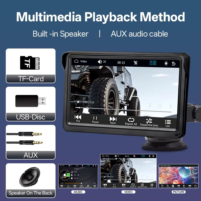 SINOVCLE 7 Zoll Touchscreen Auto Radio Multimedia Player mit Wireless Carplay und Android Auto, Schwarz, Universal für Nissan Toyota VW, USB/AUX/TF - Bild 4